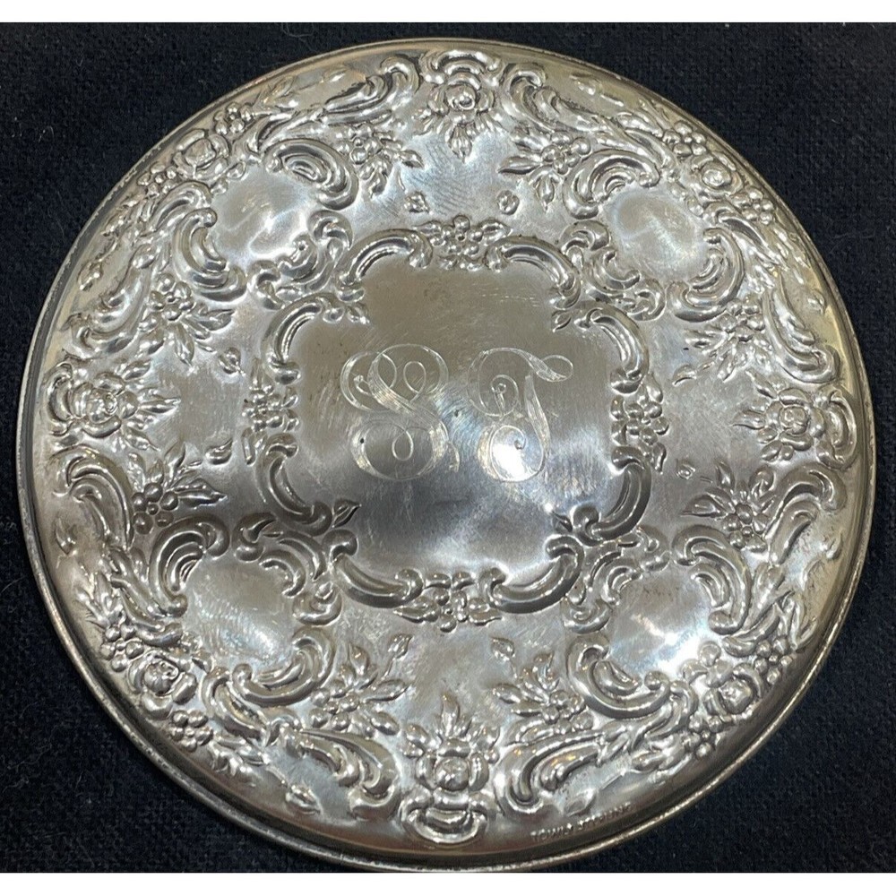 Towle Sterling Silver .925 Repousse Compact Hand Mirror 3 1/4" Engraved "Figio"